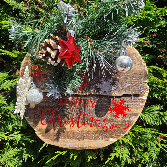 red and white christmas decorations wooden signs for christmas