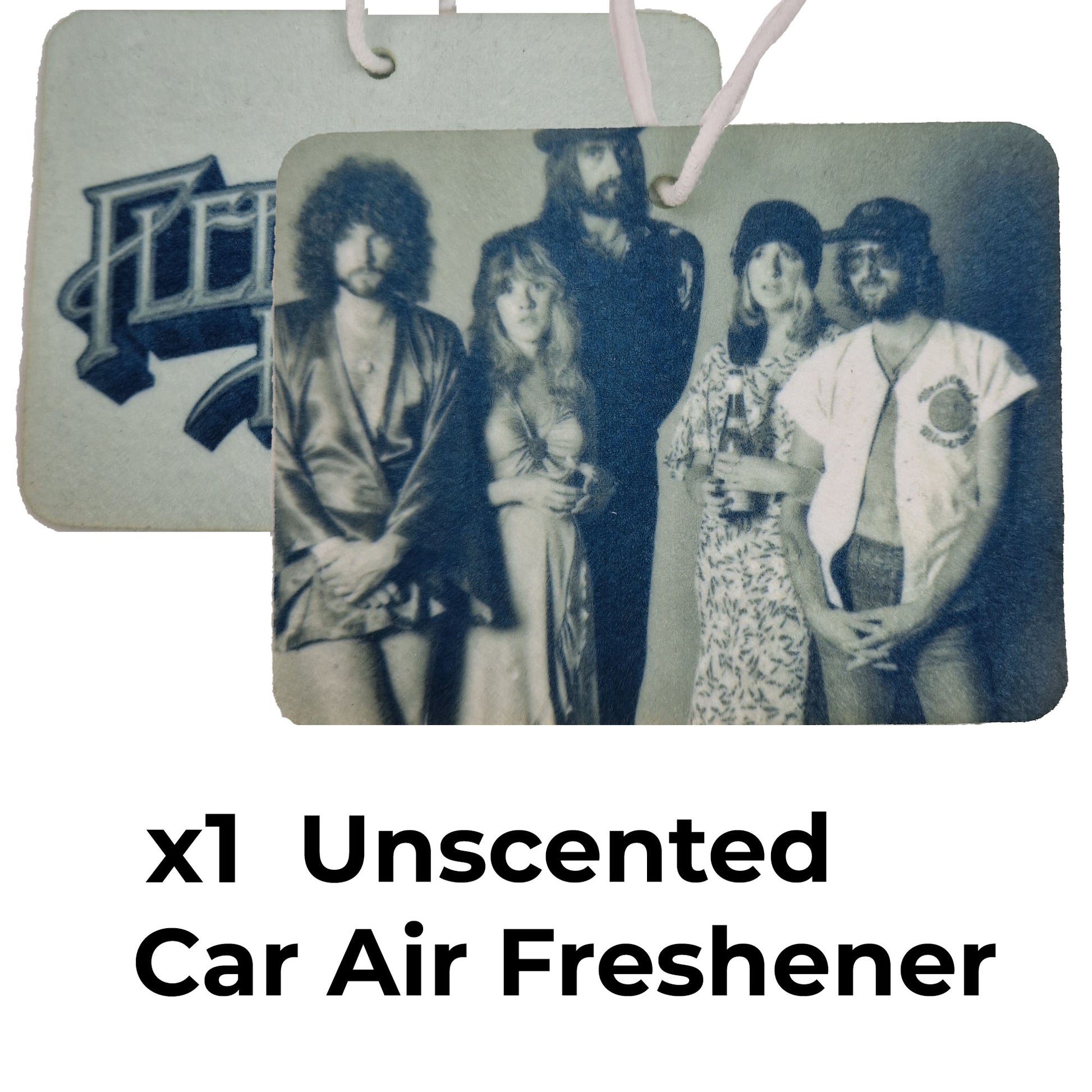 double-sided-print-picture-air-freshener-for-cars-fleetwood-mac-group-image-and-logo