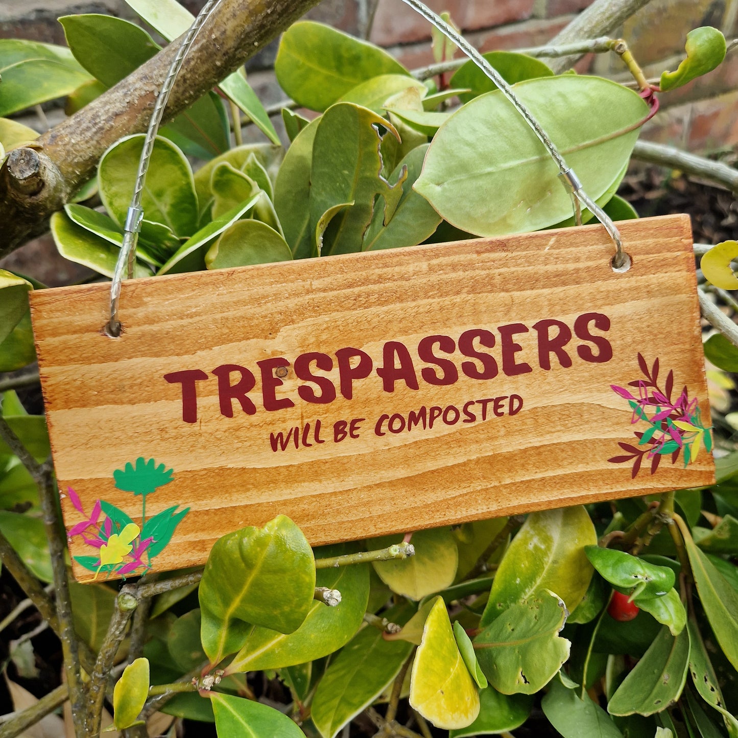 trespassers will be composted outdoor garden decoration, funny garden signs uk, small garden gifts