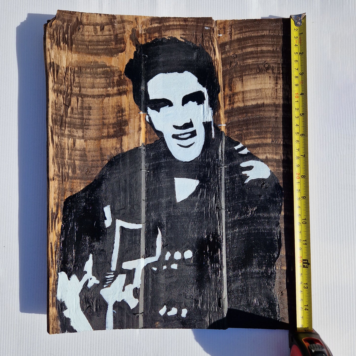 Handmade Elvis Art | Painting of Elvis Portrait with Guitar | Free UK Delivery