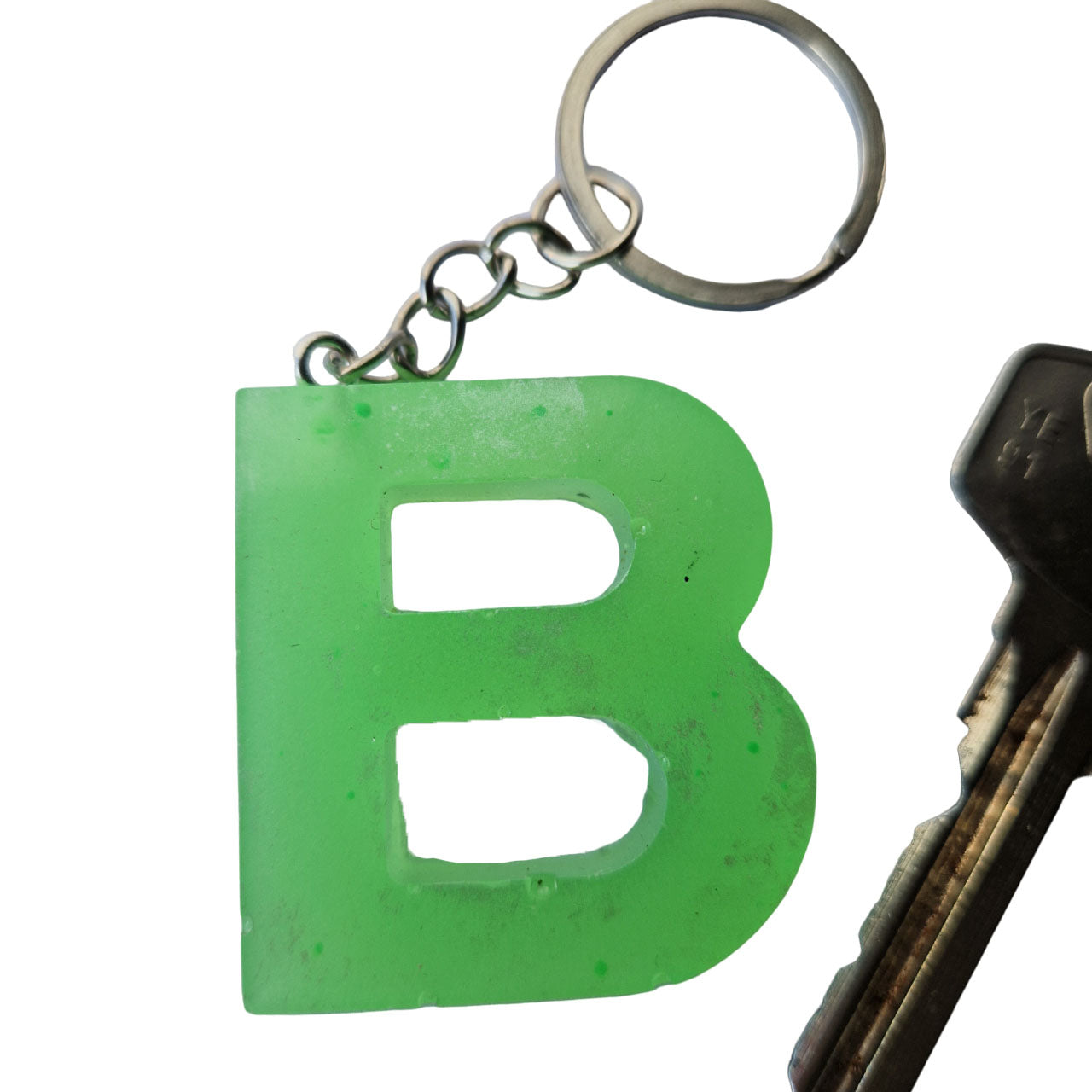 letter keyring B green
