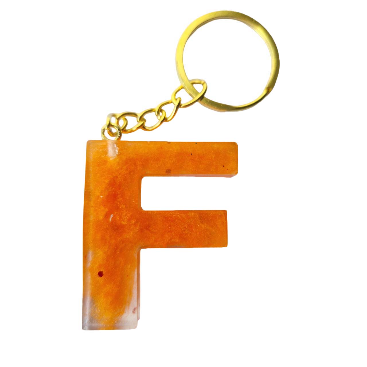 personalised orange F initial keyring
