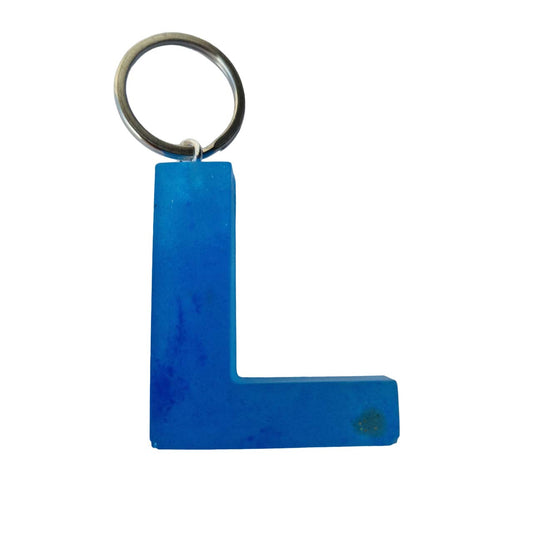 initial keyring letter L blue