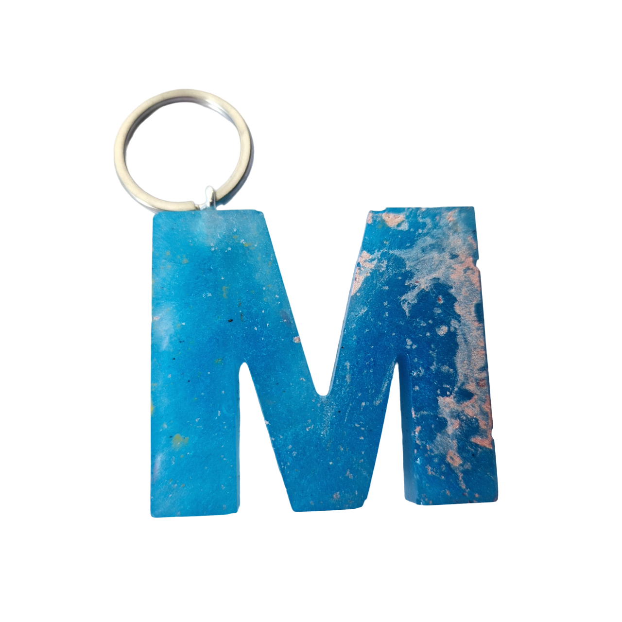 initial keyring letter M blue