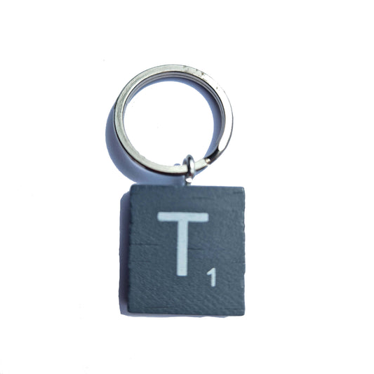 initial keyring letter T scrabble style