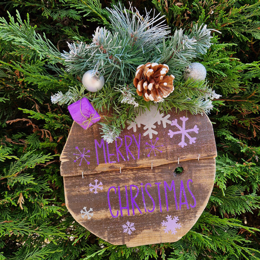 merry christmas wooden sign rustic purple christmas decoration