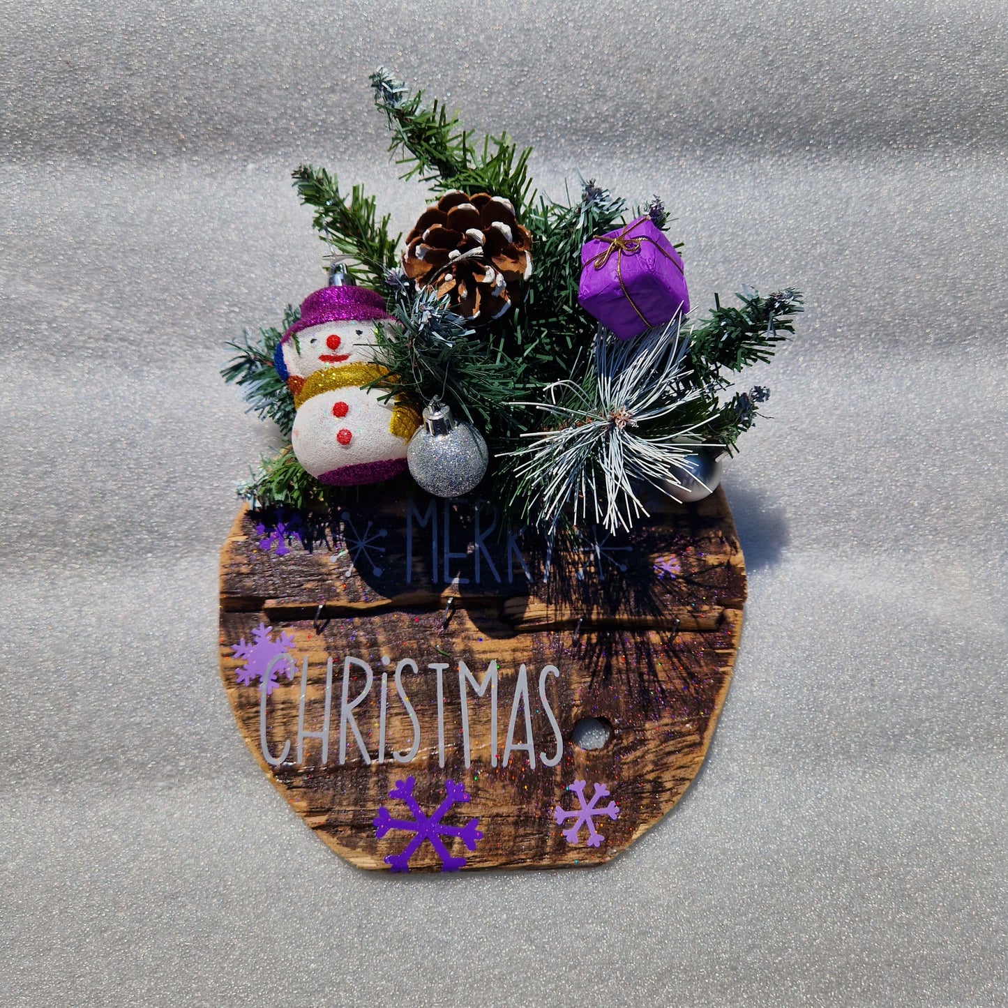 merry christmas wooden sign silver and purple christmas decor rustic