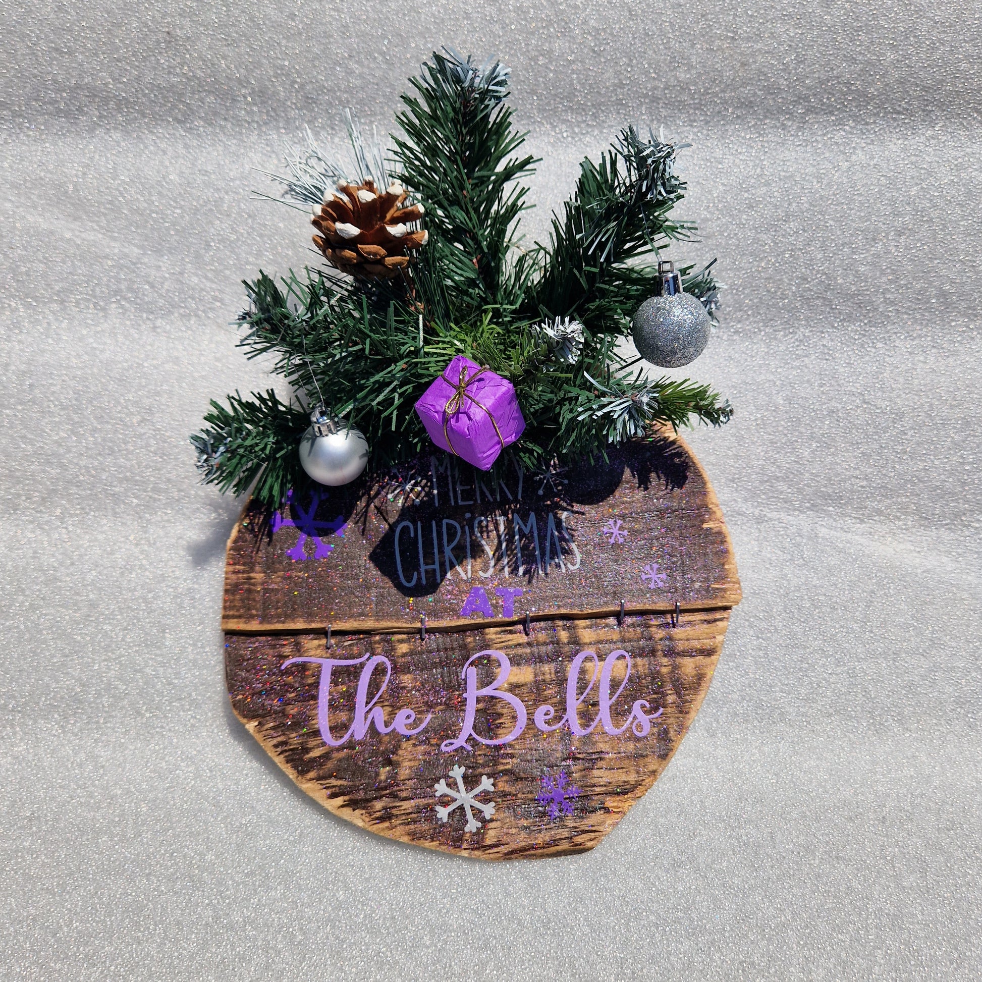 purple personalised family christmas decoration