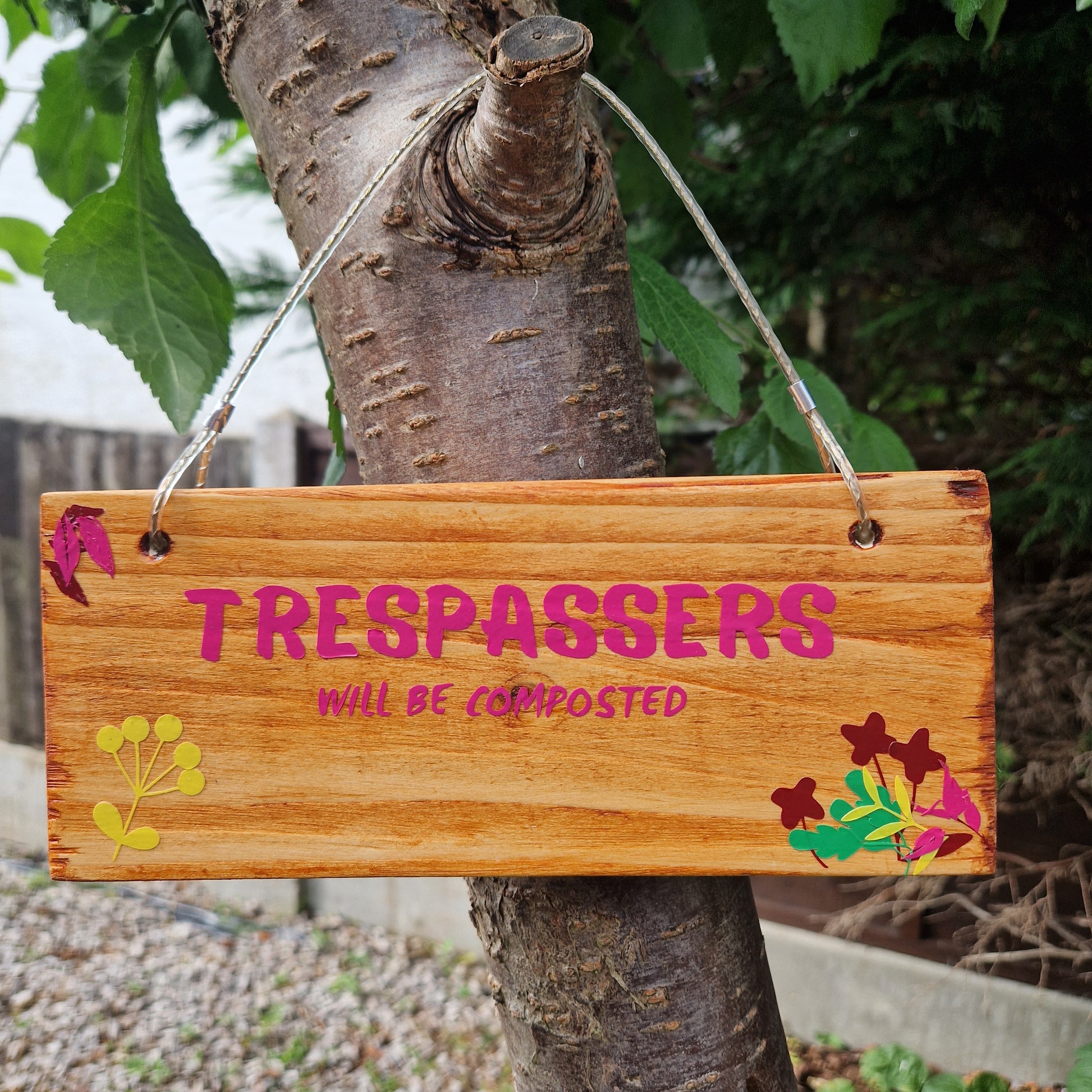funny garden gifts uk trespassers will be composted pink