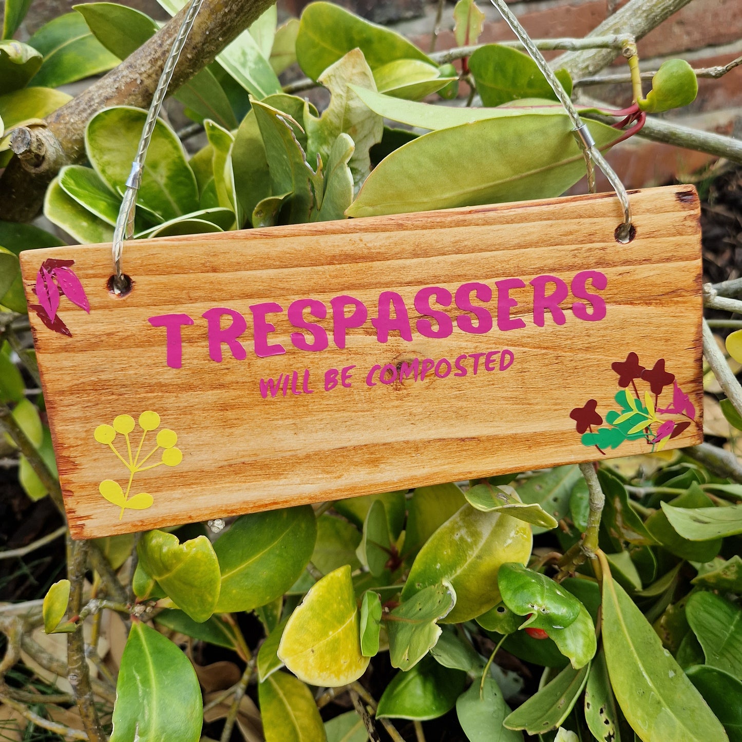 pink garden decoration garden gifts uk trespassers will be composted