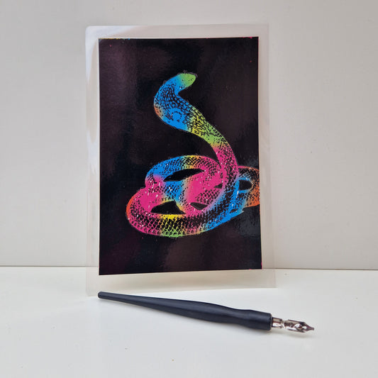 snake artwork scratch art rainbow design