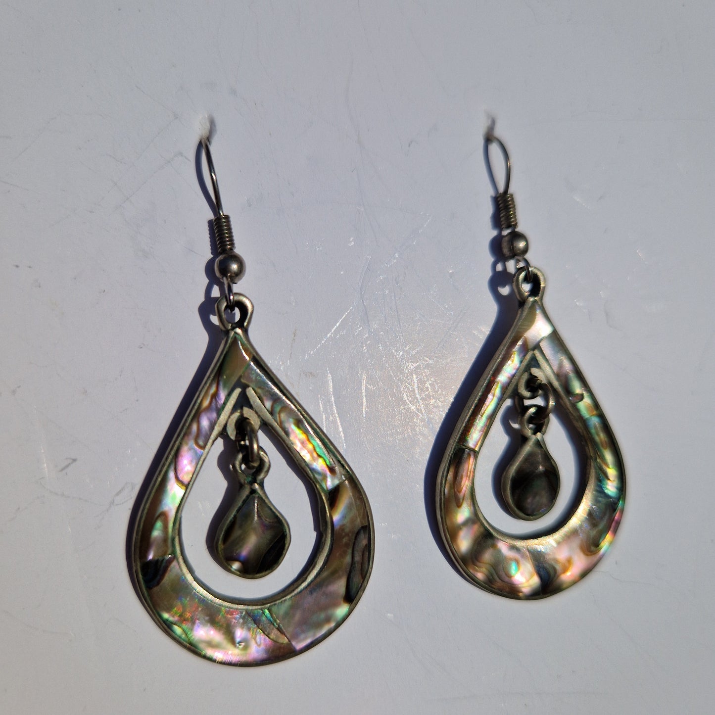 vintage drop earrings, abalone earrings