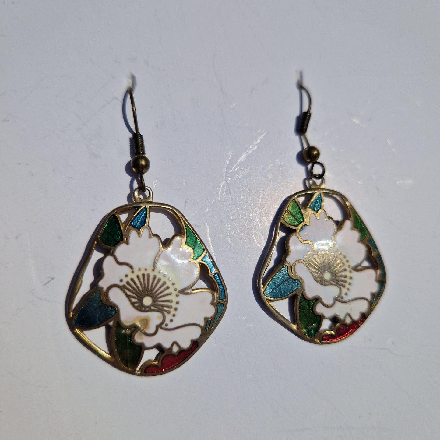 vintage drop earrings, cloisonne jewellery