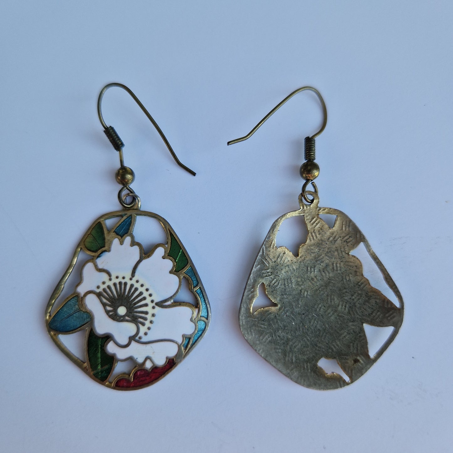 vintage drop earrings, cloisonne jewellery