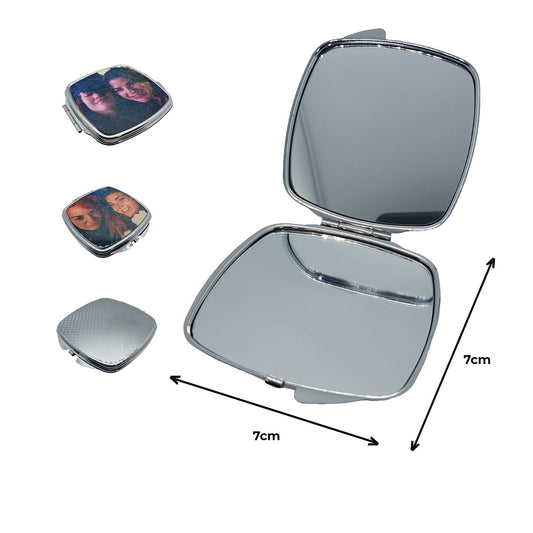 fold up rounded square compact mirror with personalised image front