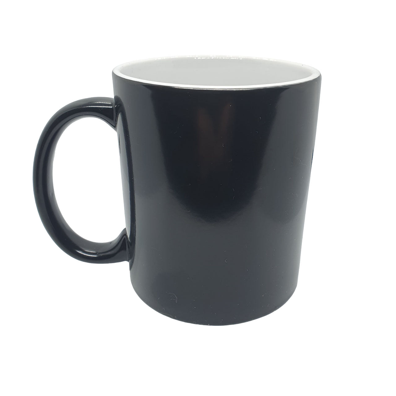 plain black heat changing mug when cold
