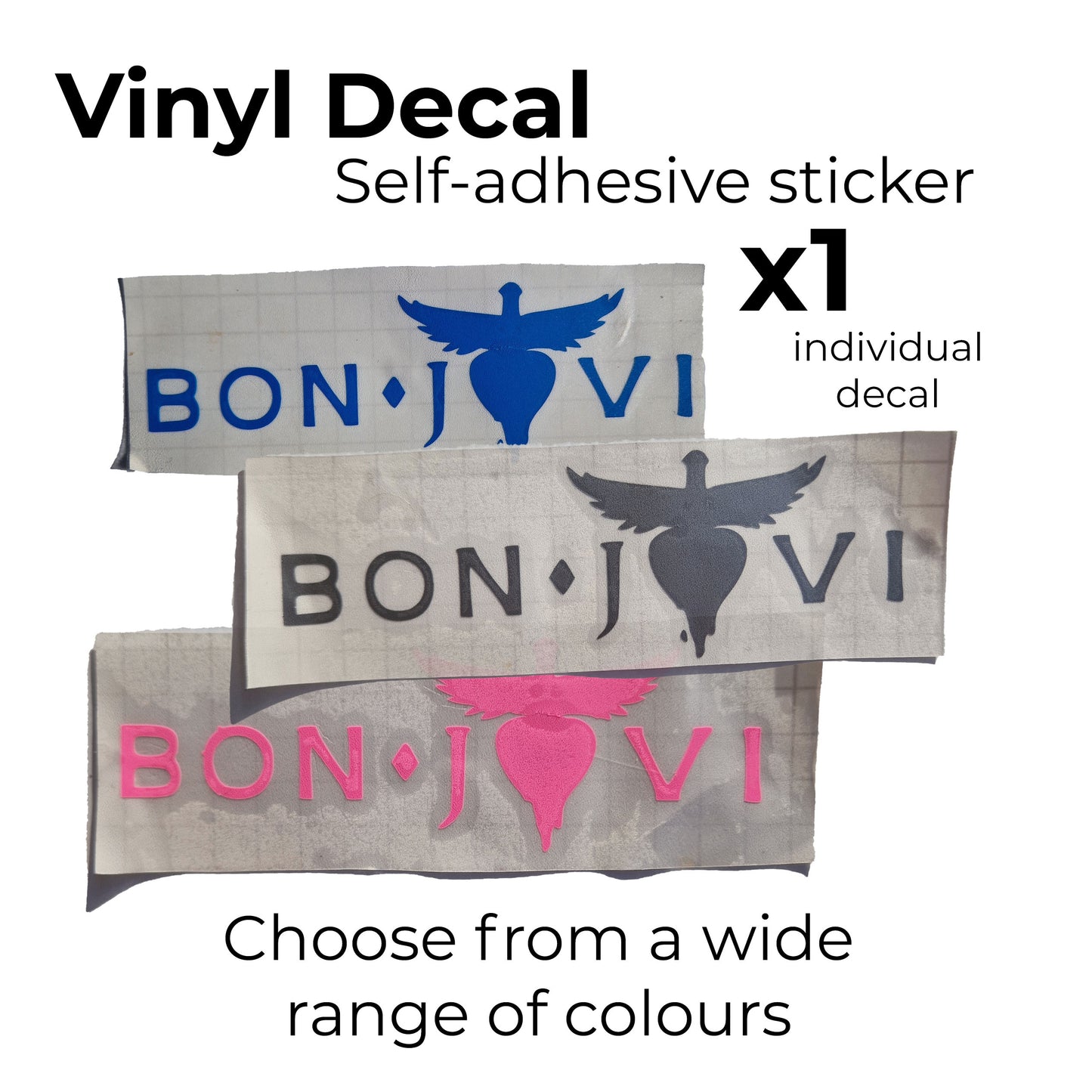 bon jovi music sticker for laptops, cars, any clean dry surface, wide range of colours available