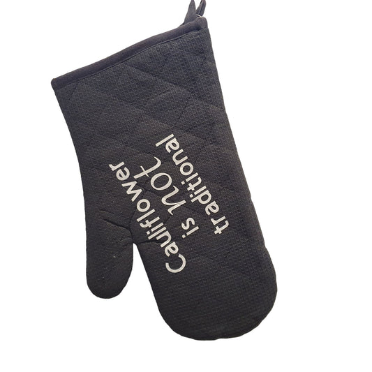 single oven mitt with personalised text
