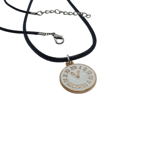 handmade necklace with clock charm