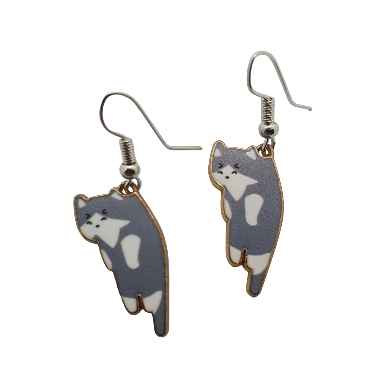 grey and white cat earrings uk