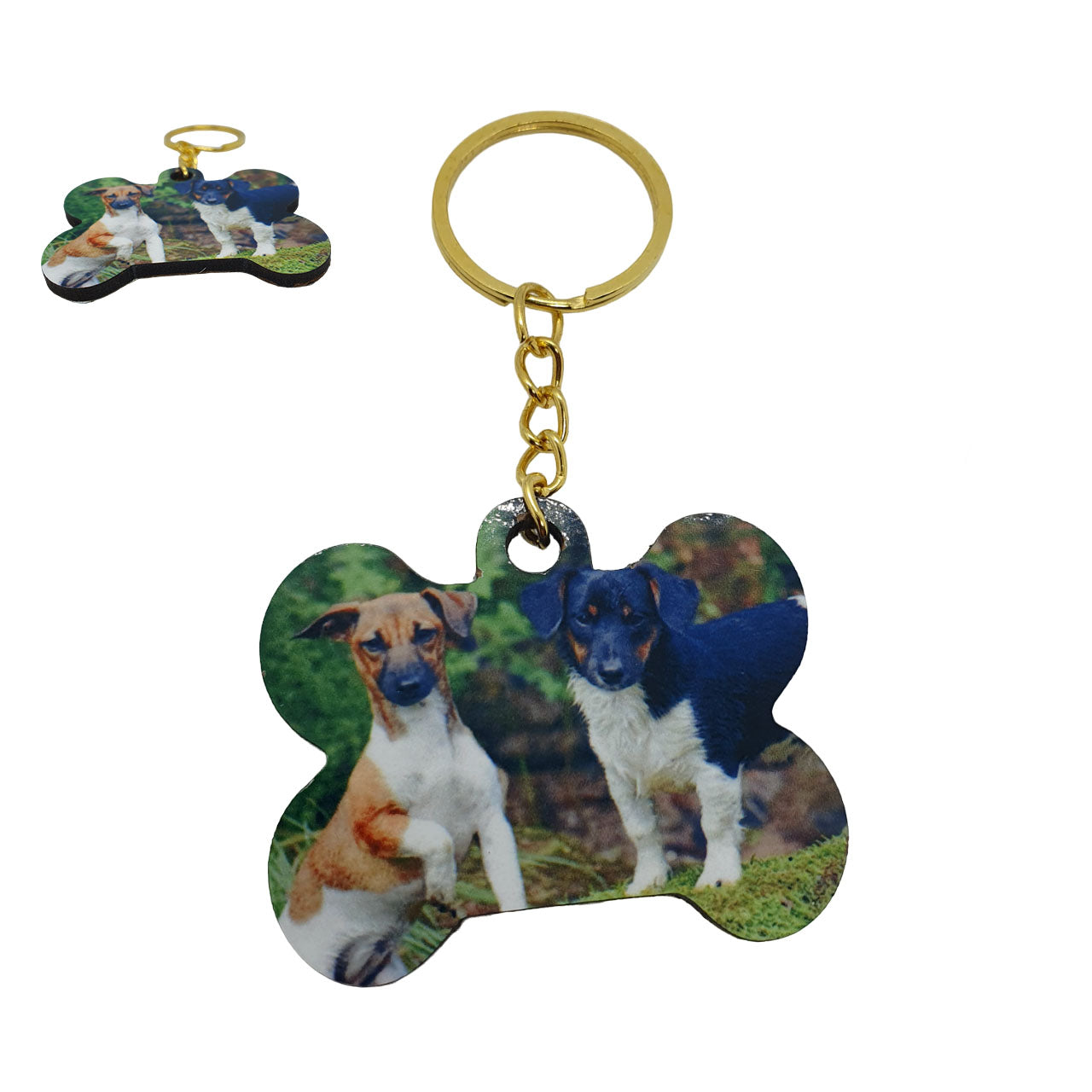 printed pet keyring, double sided with same image on reverse