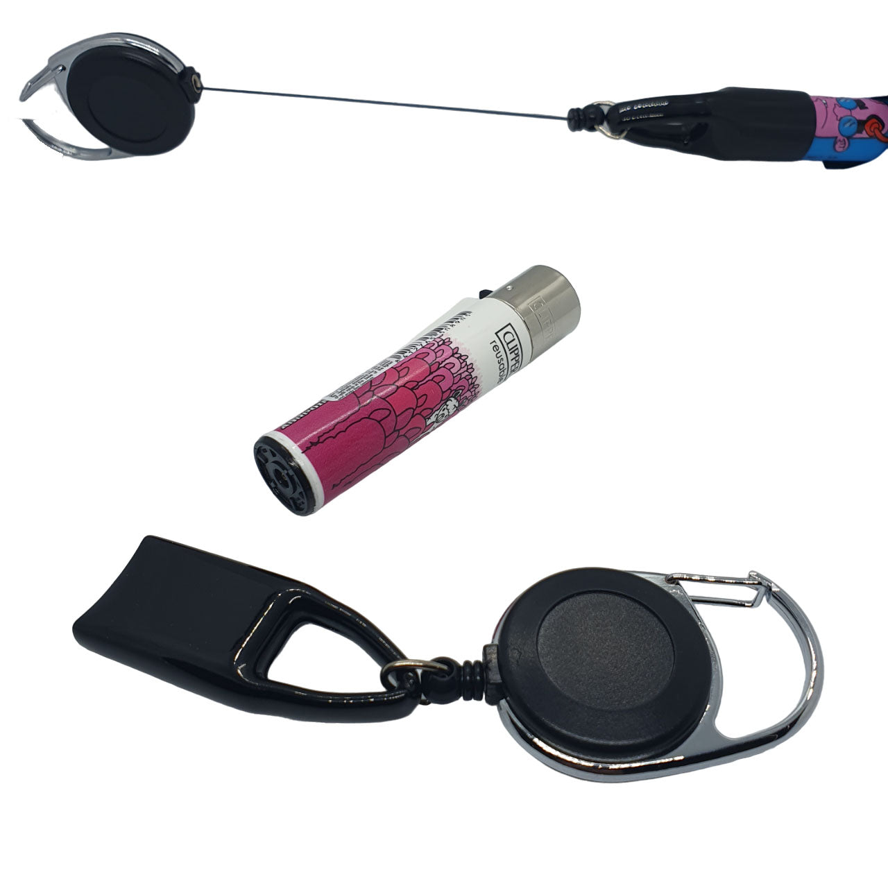 clipper lighter with retractable lighter holder 