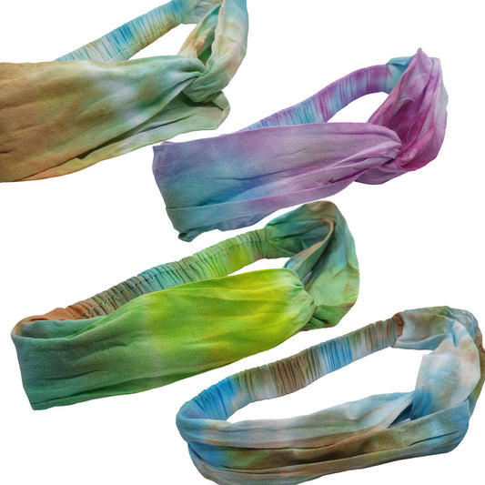 elastic headband with random tie dye designs 