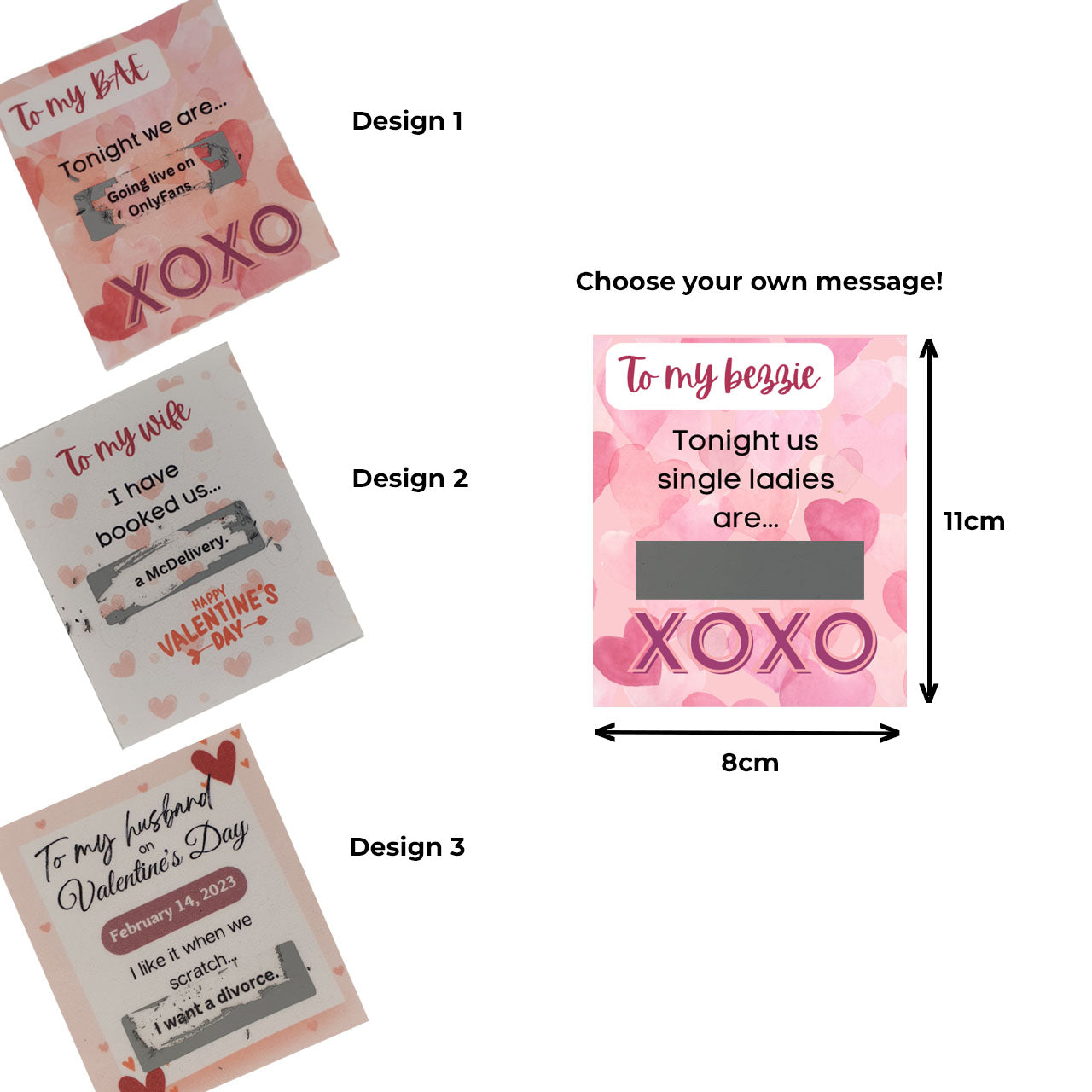 Personalised Valentine's Scratch Card with Your Choice of Message