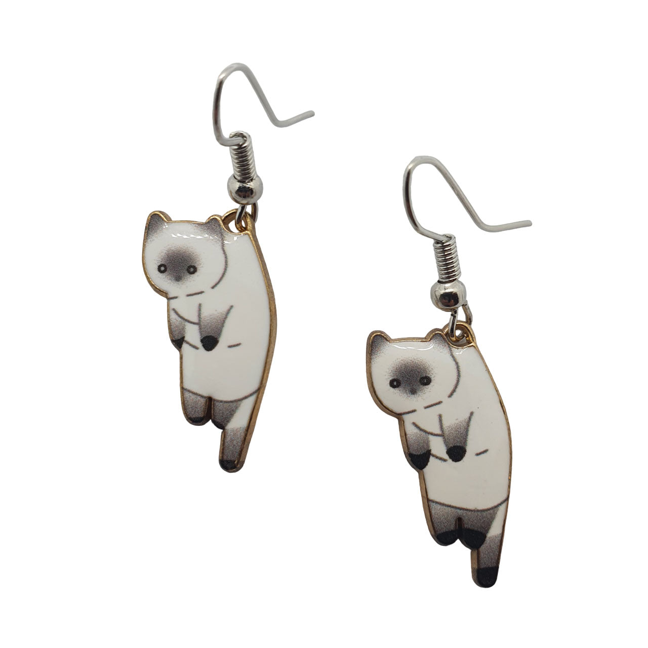 white and grey cat earrings uk